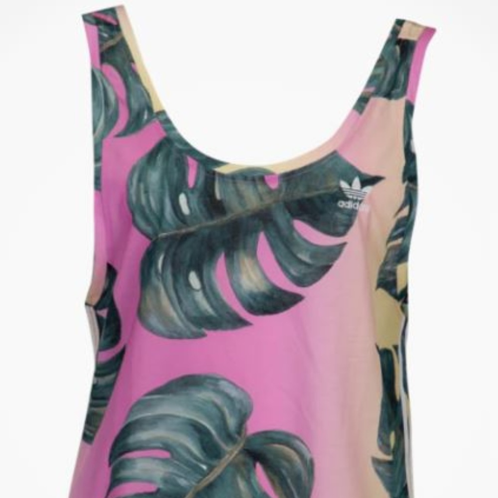Adidas Palm Leaf Pink Tank Top Sz M NEW